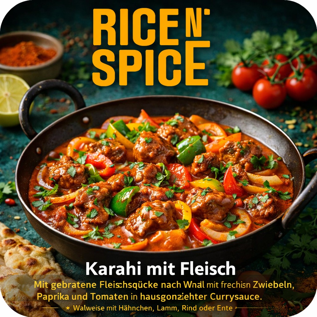 31 Karahi (mit Fleisch nach Wahl)